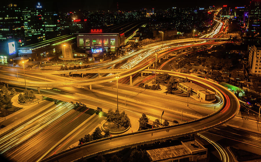 Urban Overpass Of Night Photograph by Gregchen
