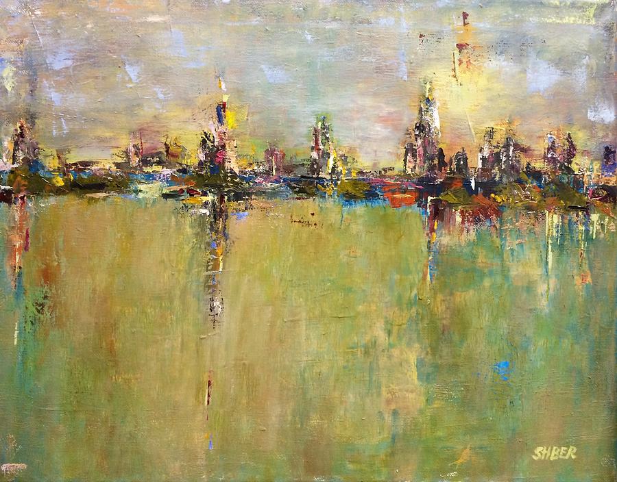 cityscape reflection painting natural light