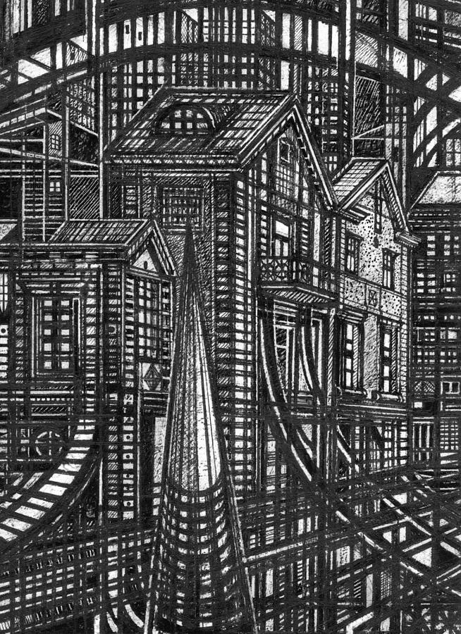 Urban Utopia Fragment Drawing By Serge Yudin - Fine Art America