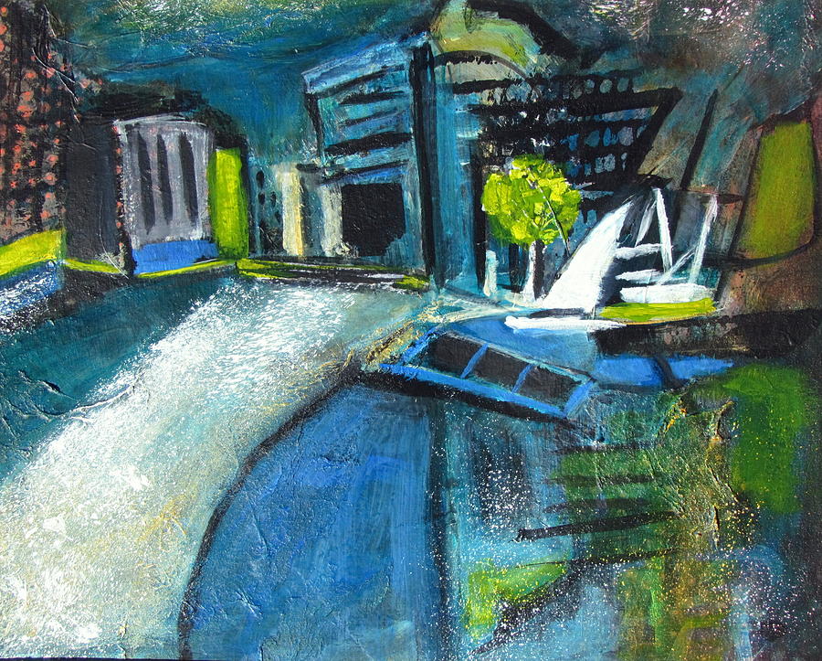 Urban Water Front Abstract  Painting by Betty Pieper