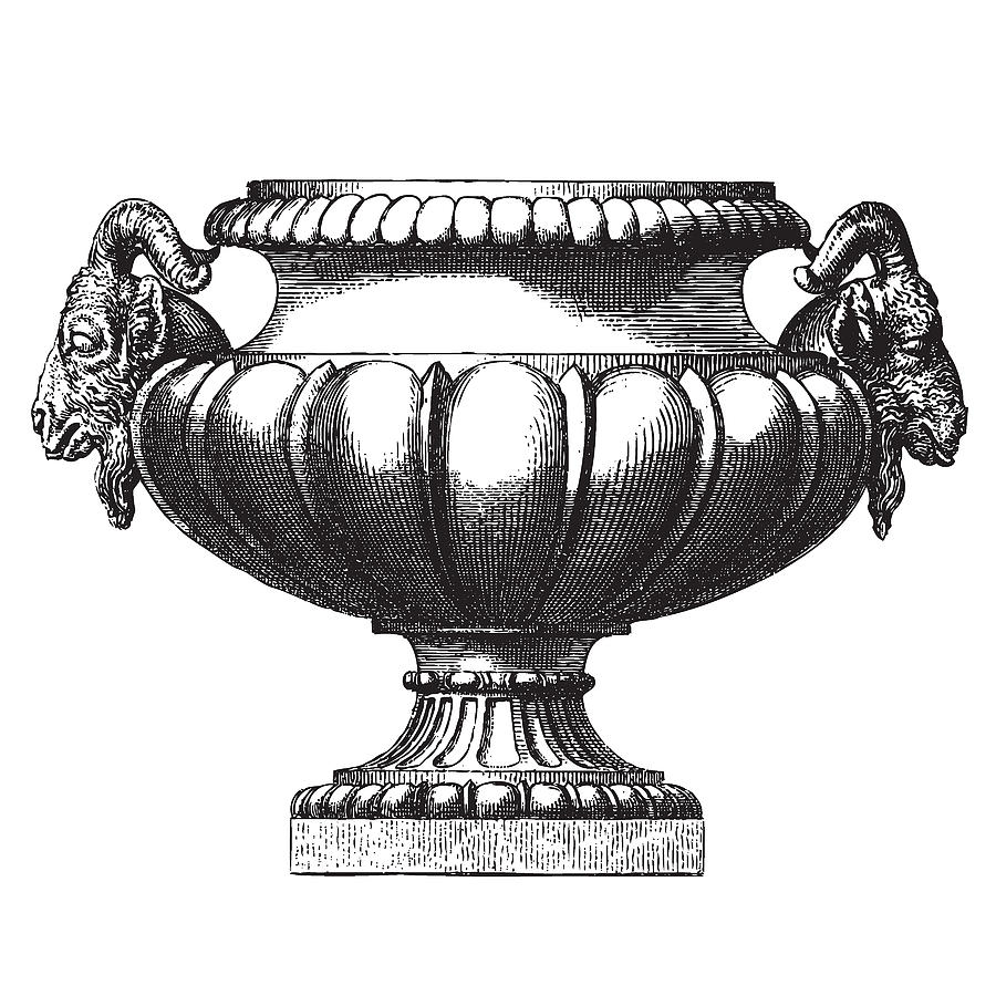 Urn Classical Engraving Drawing by Ticky Kennedy LLC