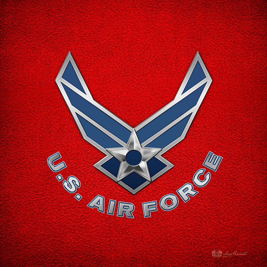 U. S. Air Force  -  U S A F Logo on Red Leather Digital Art by Serge Averbukh