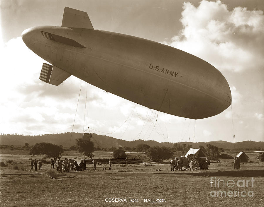 Observation Photograph - U. S. Army Observation balloons Camp Ord 1930 by Monterey County Historical Society
