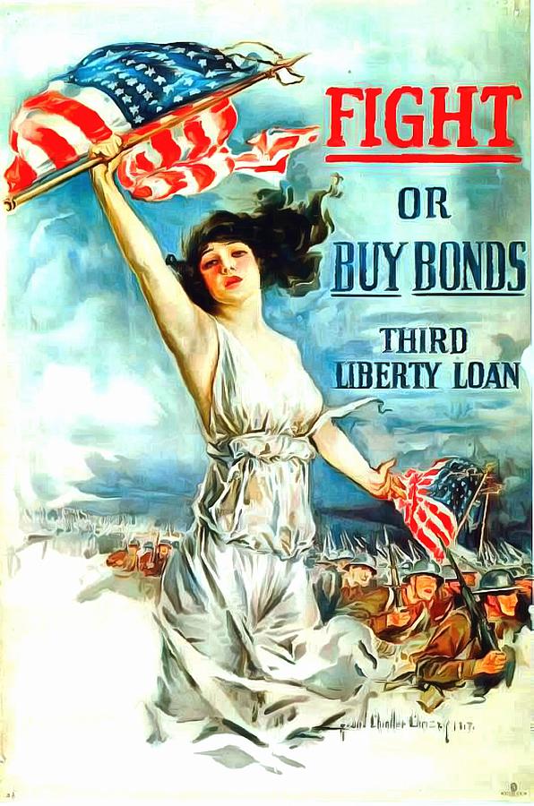Fight or Buy Bonds Painting by US Army WW I Recruiting Poster