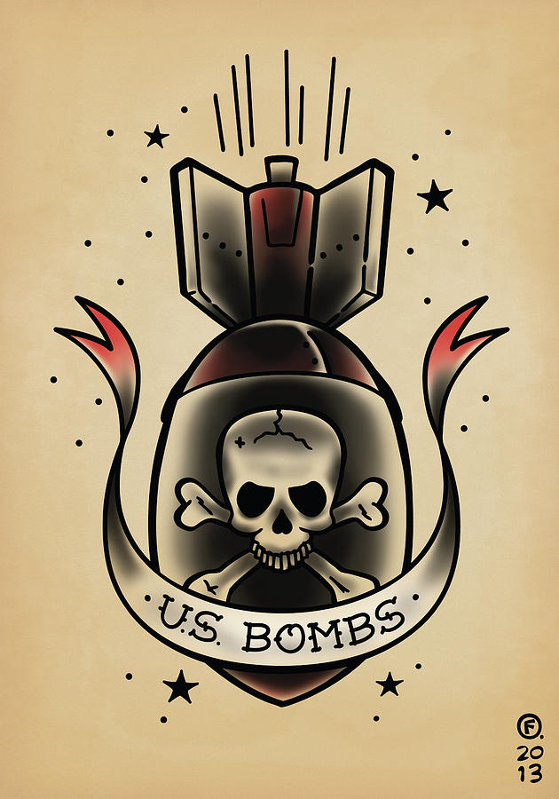 Vintage Digital Art - US Bombs by OFoley
