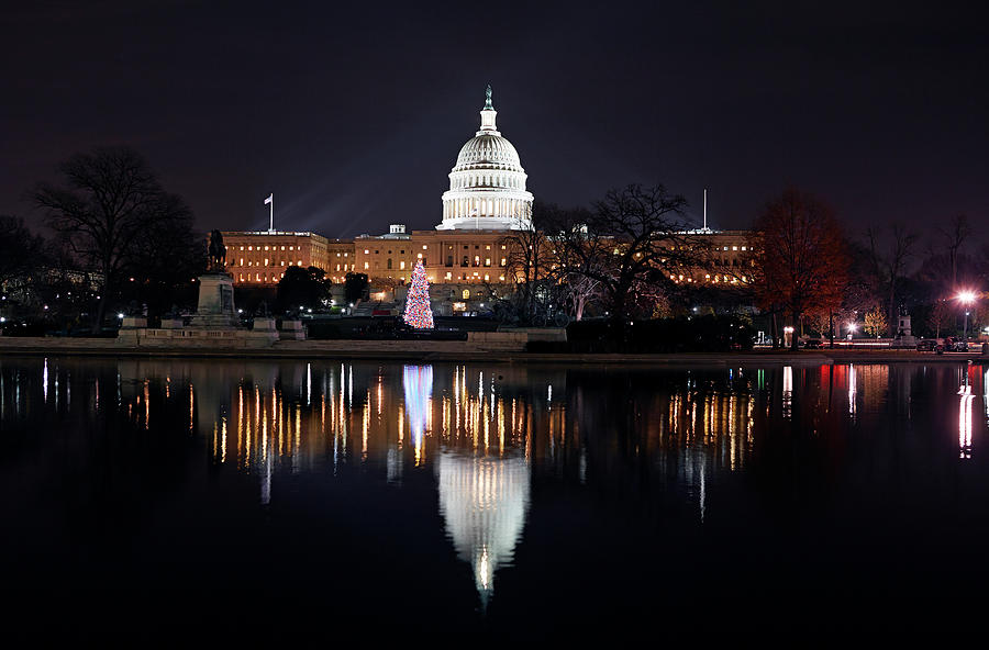Us Capitol Building And Reflecting Pool Photograph by Allan Baxter