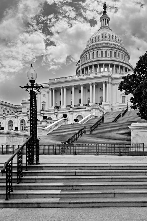 US Capitol Building BW Photograph by Susan Candelario