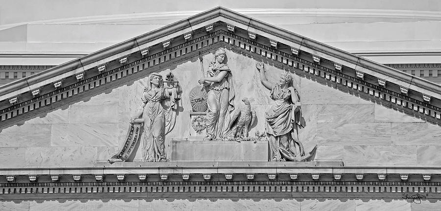 US Capitol Building Facade- Black and White Photograph by Shanna Hyatt