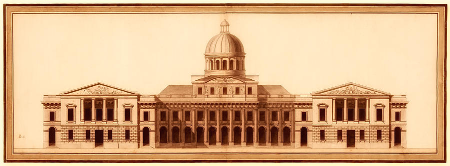 Architecture Drawing - U.S. Capitol Design 1791 by Mountain Dreams