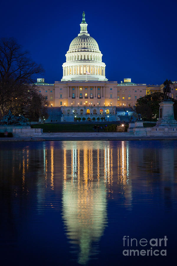 Architecture Photograph - US Capitol Reflections by Inge Johnsson