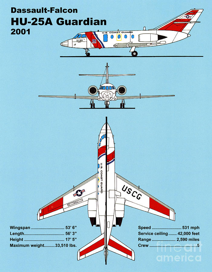 Coast Guard Dassaultfalcon Drawing by Jerry McElroy Public Domain Image