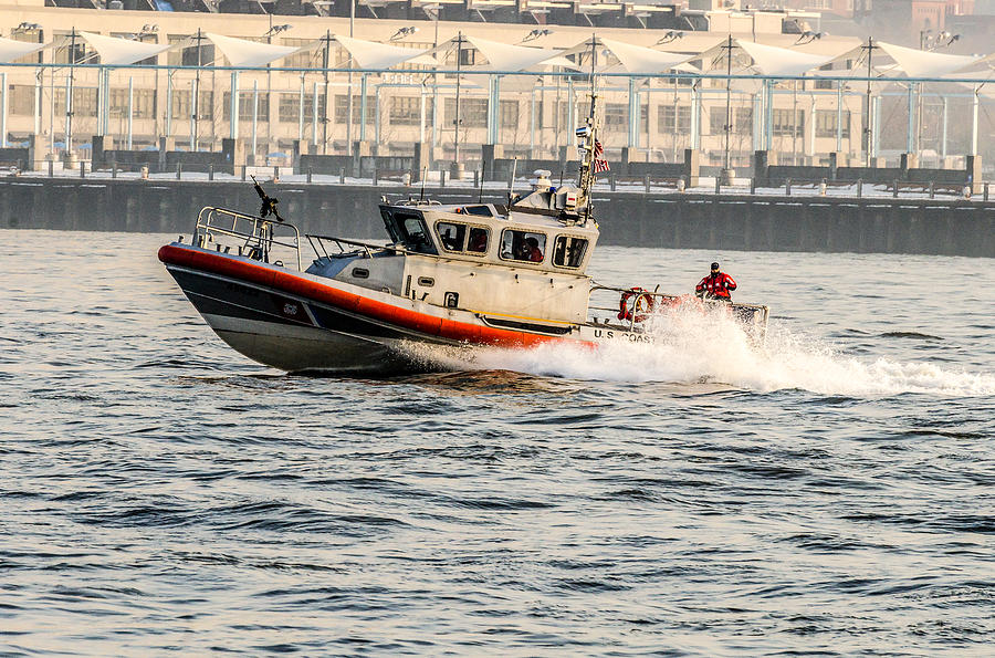US Coast Guard in NY Harbor near Pier 11 Photograph by Maureen E Ritter