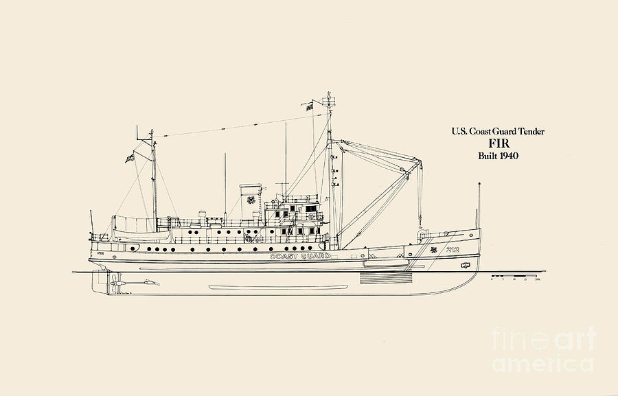 Boat Drawing - U S  Coast Guard Tender Fir by Jerry McElroy