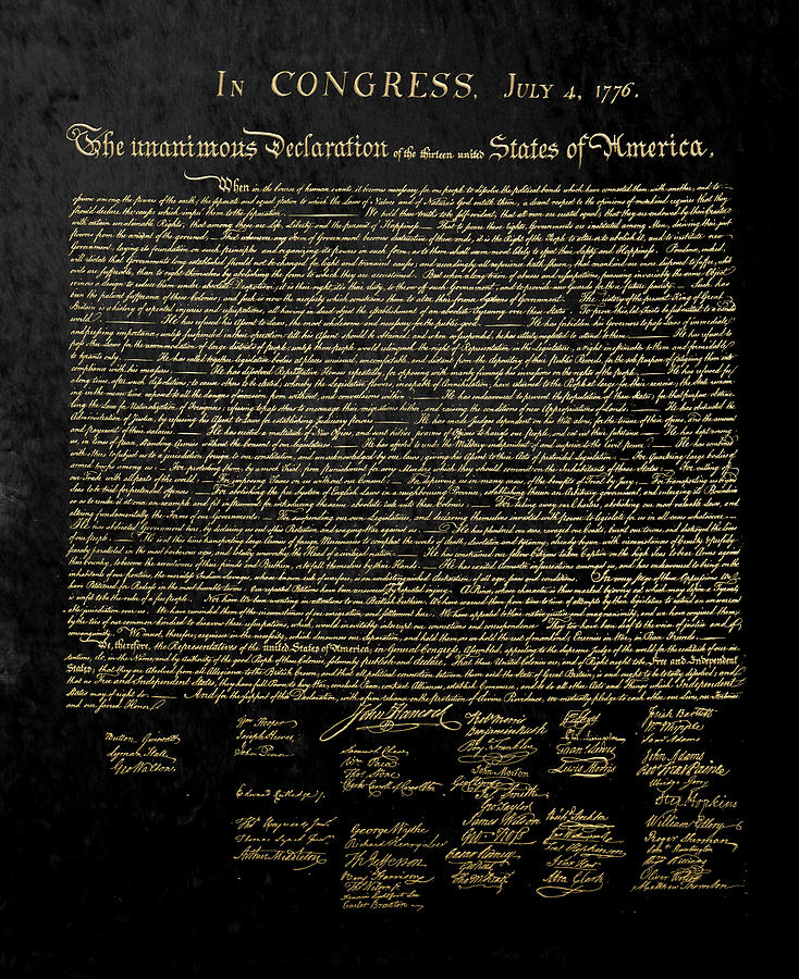 U.S. Declaration of Independence in Gold on Black Velvet Digital Art by Serge Averbukh