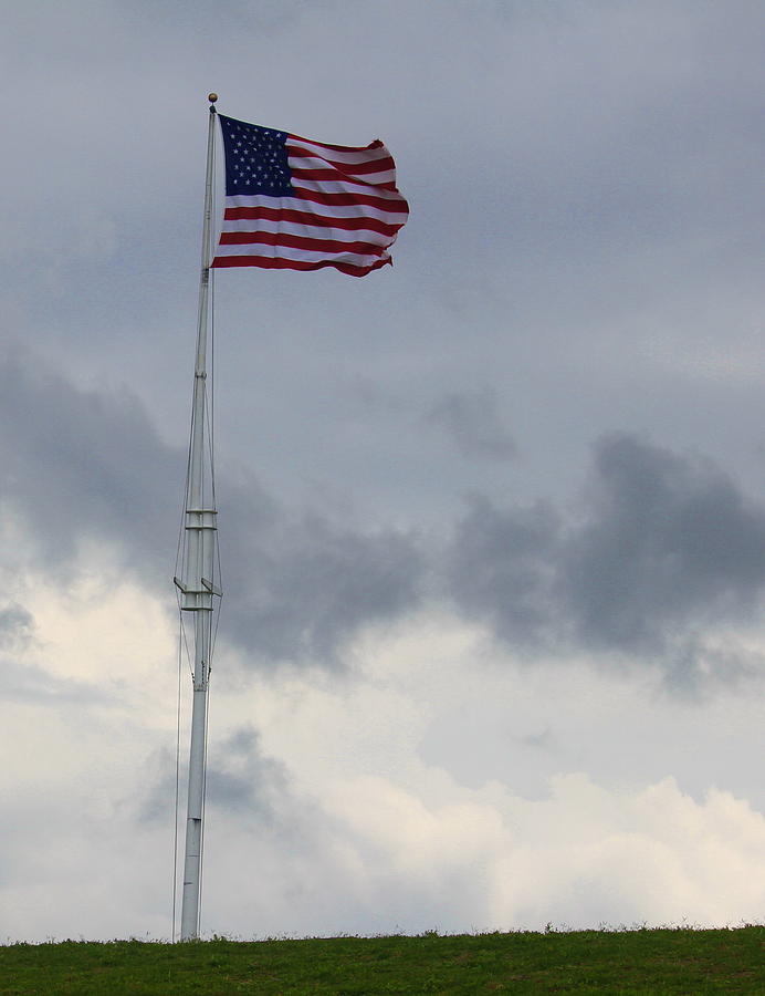Flag Photograph - US Flag at Fort Macon 2 by Cathy Lindsey