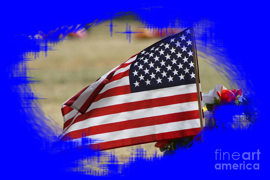 Flag Photograph - US Flag in BLUE by Robert D  Brozek