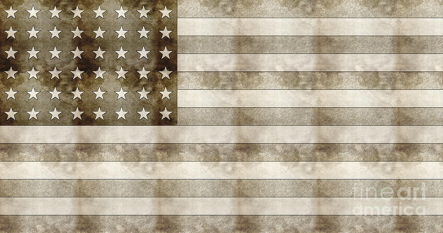 Us Flag Sketch Drawing by Celestial Images