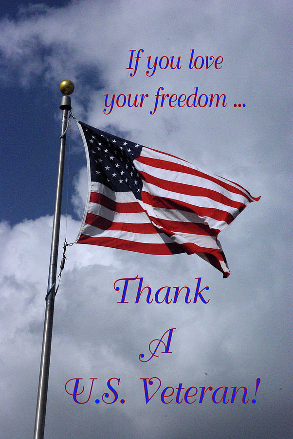 Flag Photograph - US Flag Thank a Vet by Robyn Stacey