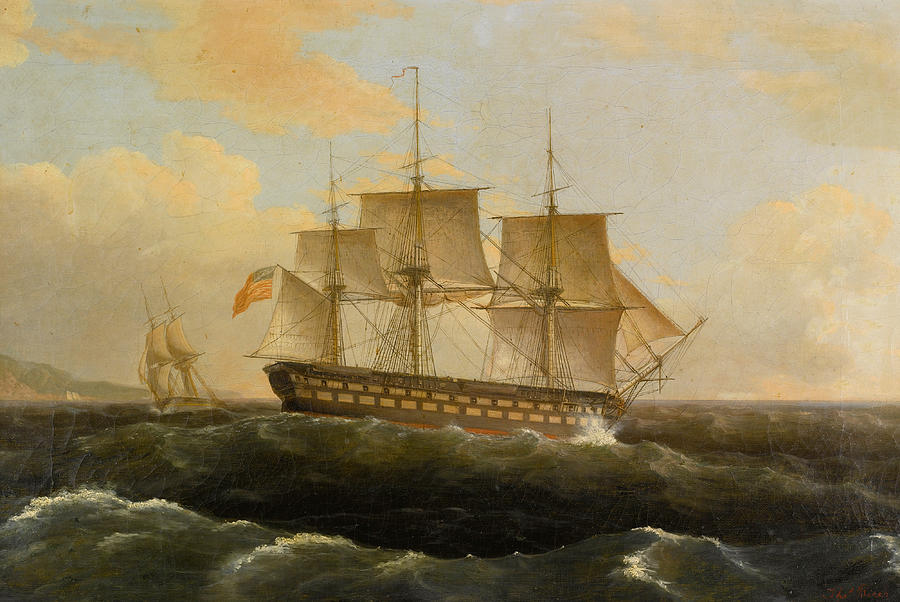 US Frigate President Painting by Thomas Birch