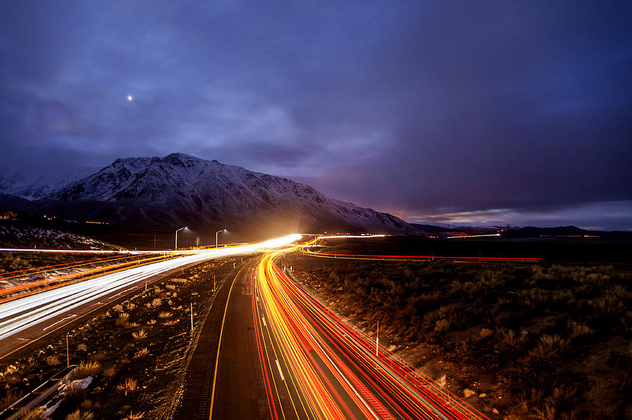 Mountain Photograph - U.S. Hwy. 395 Light Trails by Cat Connor