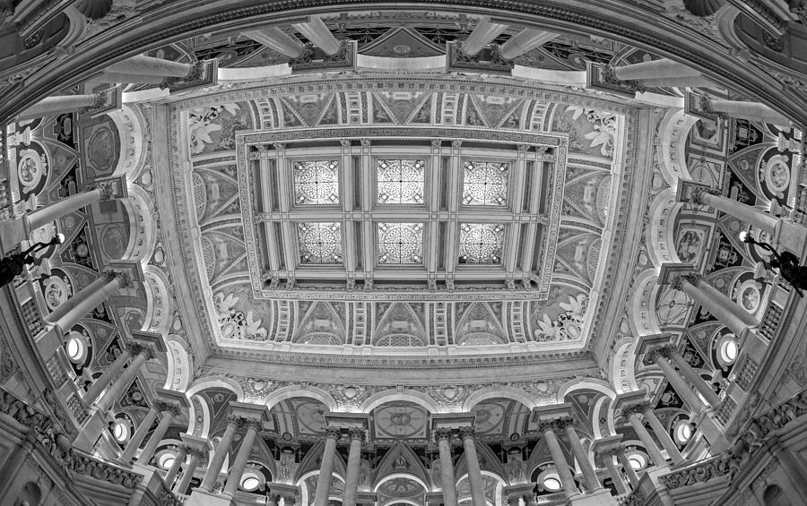 US Library Of Congress BW Photograph by Susan Candelario