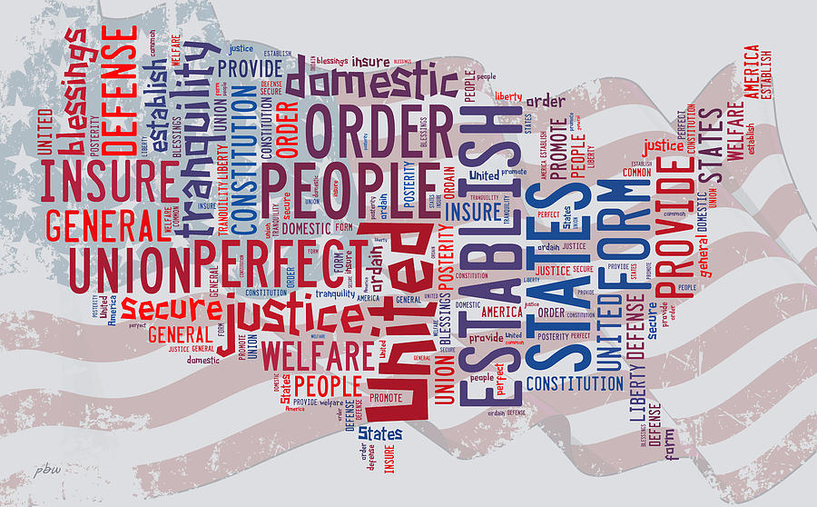 US Map Preamble Word Cloud2 Digital Art by Paulette B Wright