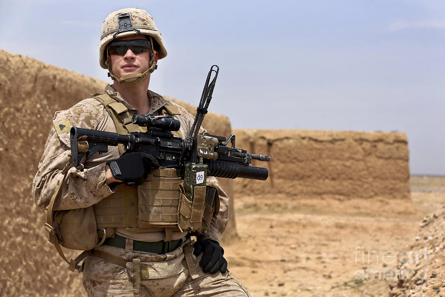 U.s. Marine Holds Security Photograph by Stocktrek Images