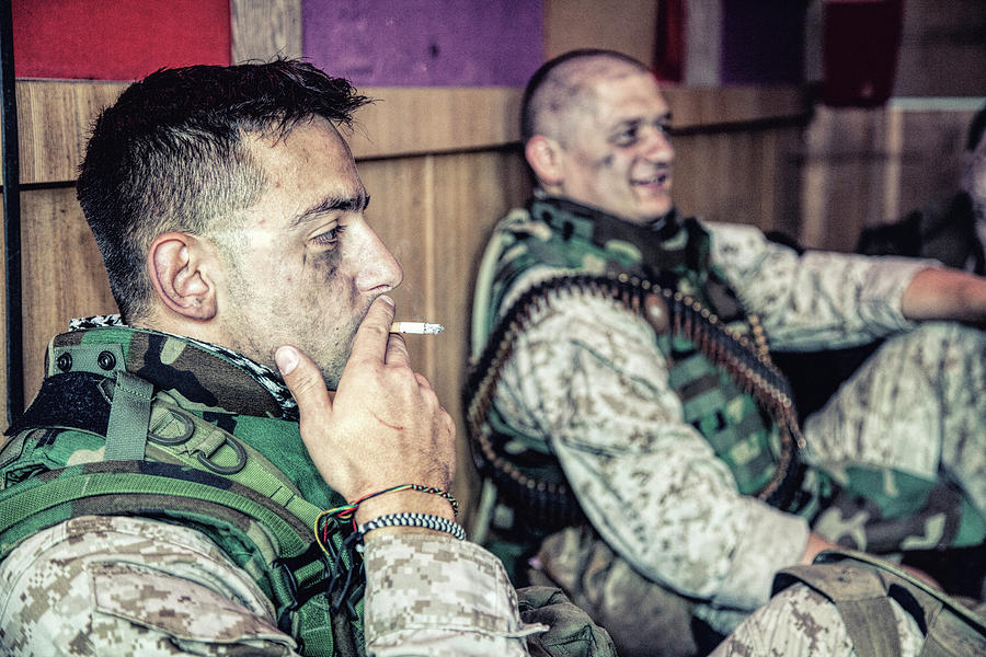 U.s. Marines Talking And Resting While Photograph by Oleg Zabielin