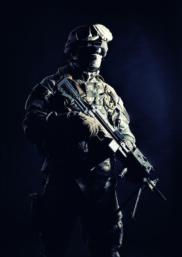 U.s. Soldier In Combat Uniform, Armed Photograph by Oleg Zabielin ...