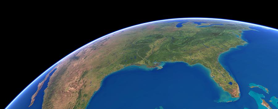 Us Southern States, Satellite Artwork Photograph By Science Photo 