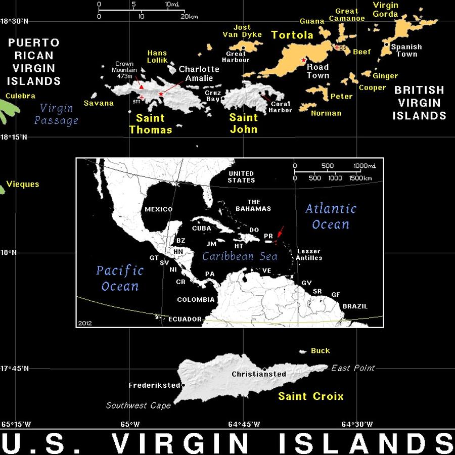 US virgin Islands Exotic Map Mixed Media by Florene Welebny