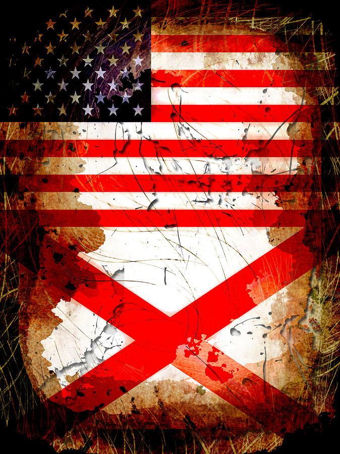 USA Alabama Grunge Flags Digital Art by David G Paul