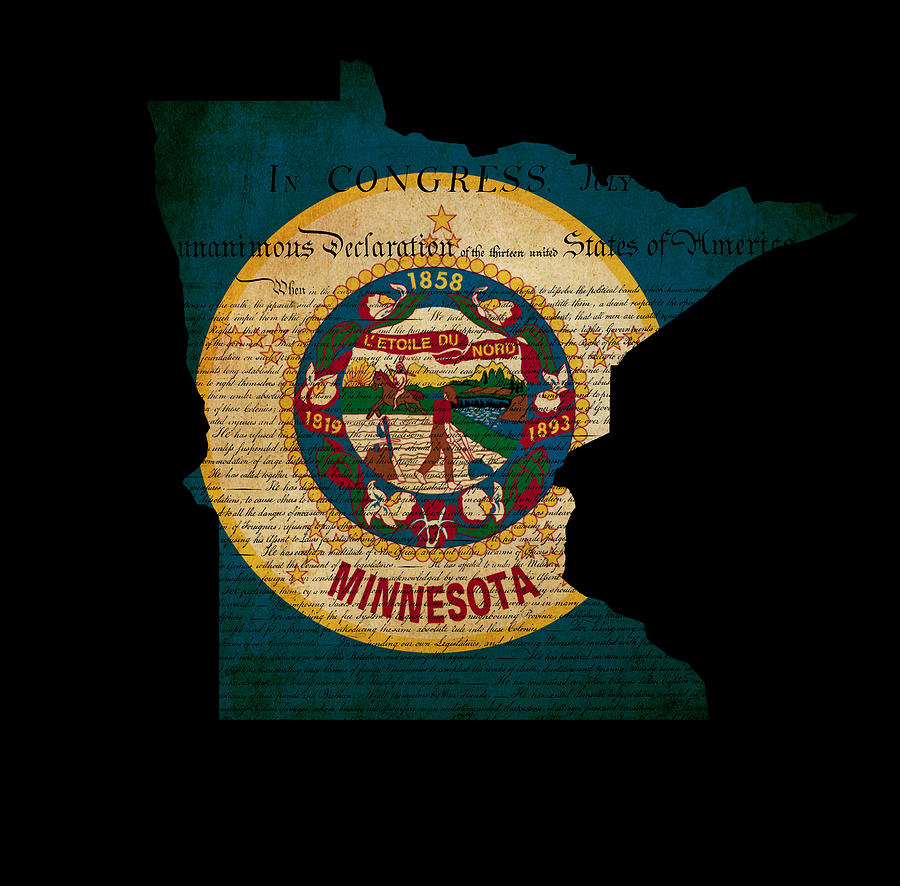 Map Photograph - USA American Minnesota State Map outline with grunge effect flag by Matthew Gibson