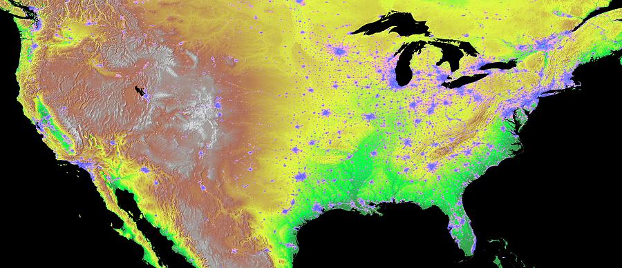 Usa And City Lights Photograph by Noaa/science Photo Library