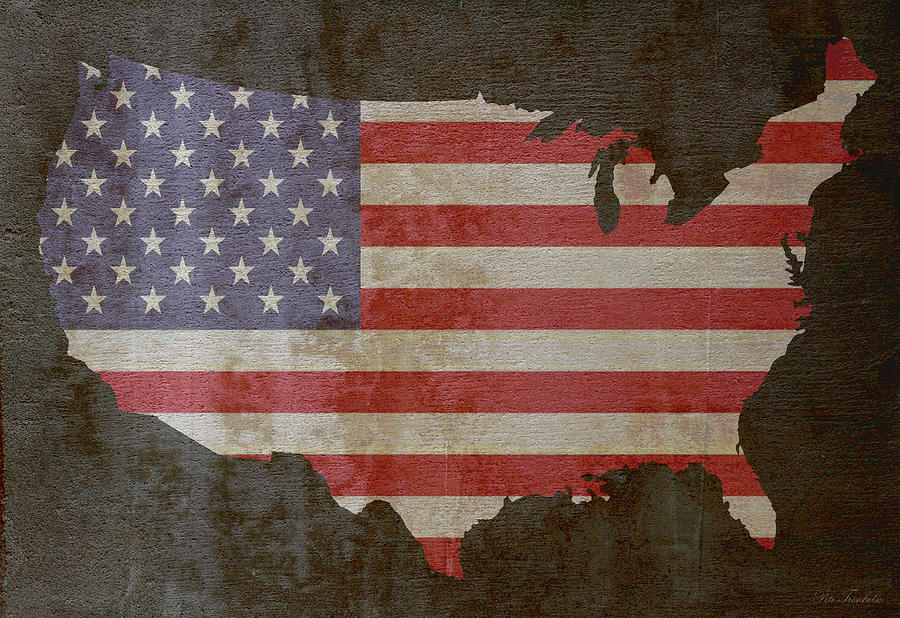 USA and Flag w/texture Digital Art by Pete Trenholm