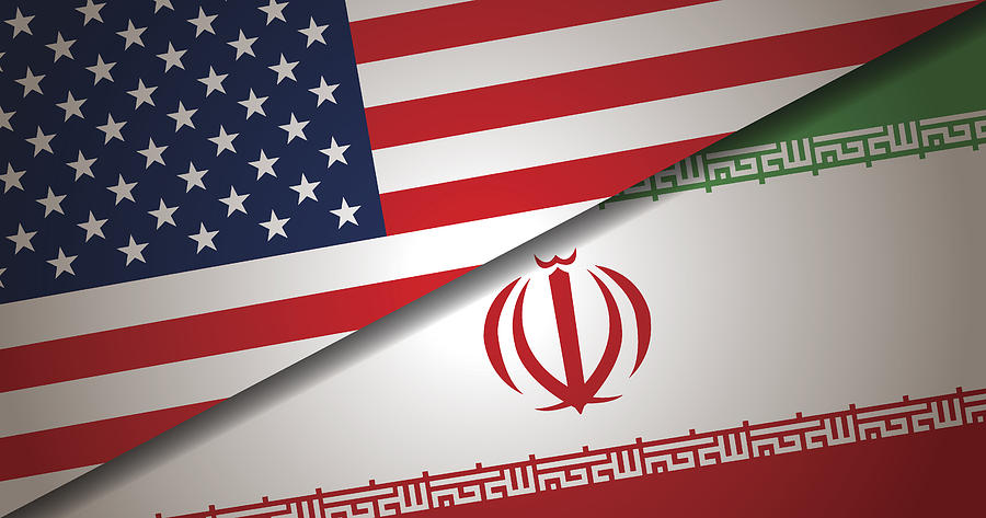 USA and Iran Flag background Drawing by Simon2579