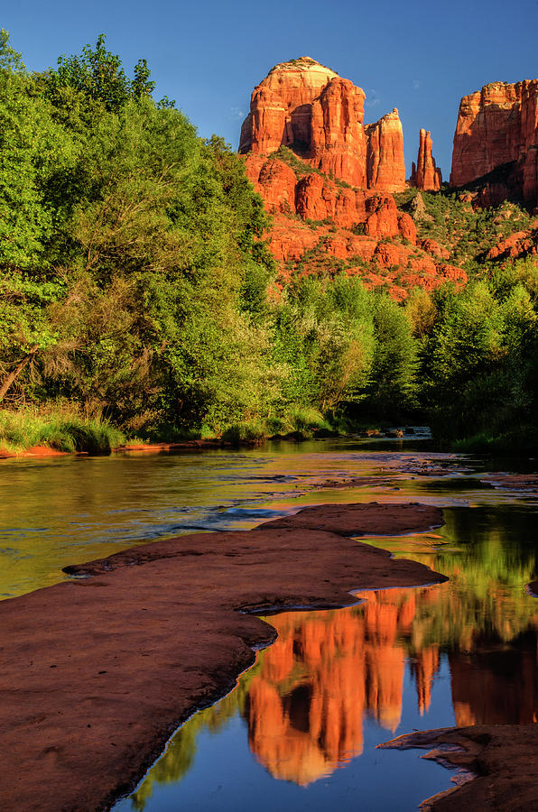 Fall Photograph - USA, Arizona Cathedral Rock Reflects by Jaynes Gallery