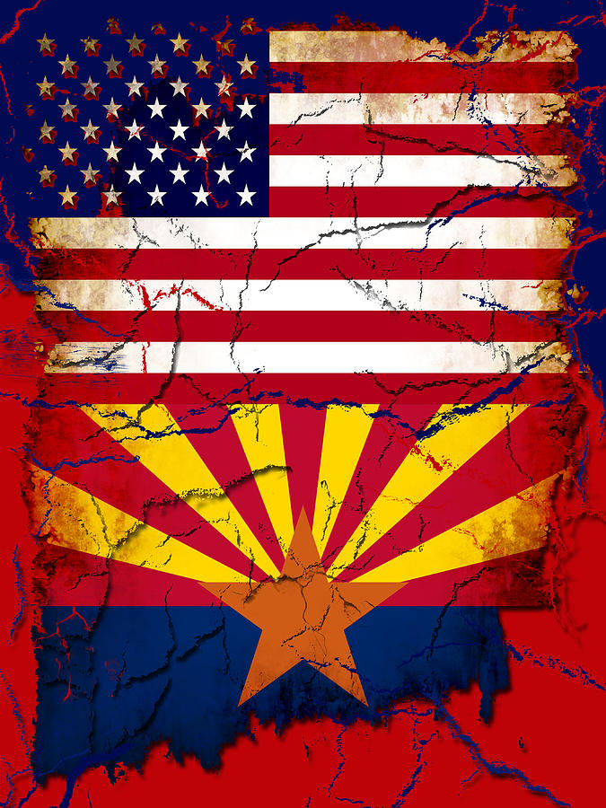 USA Arizona Flags Abstract Digital Art by David G Paul