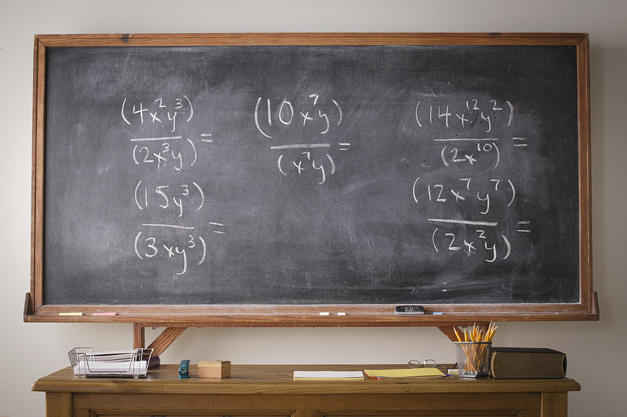 USA, California, Los Angeles, Blackboard during maths lesson Photograph by Rob Lewine