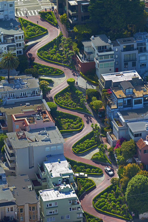 Aerial View Photograph - Usa, California, San Francisco, Lombard by David Wall Aerial View Photograph - Usa, California, San Francisco, Lombard by David Wall