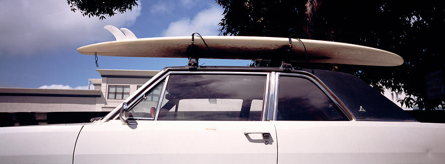 Sports Photograph - Usa, California, Surf Board On Roof by Panoramic Images