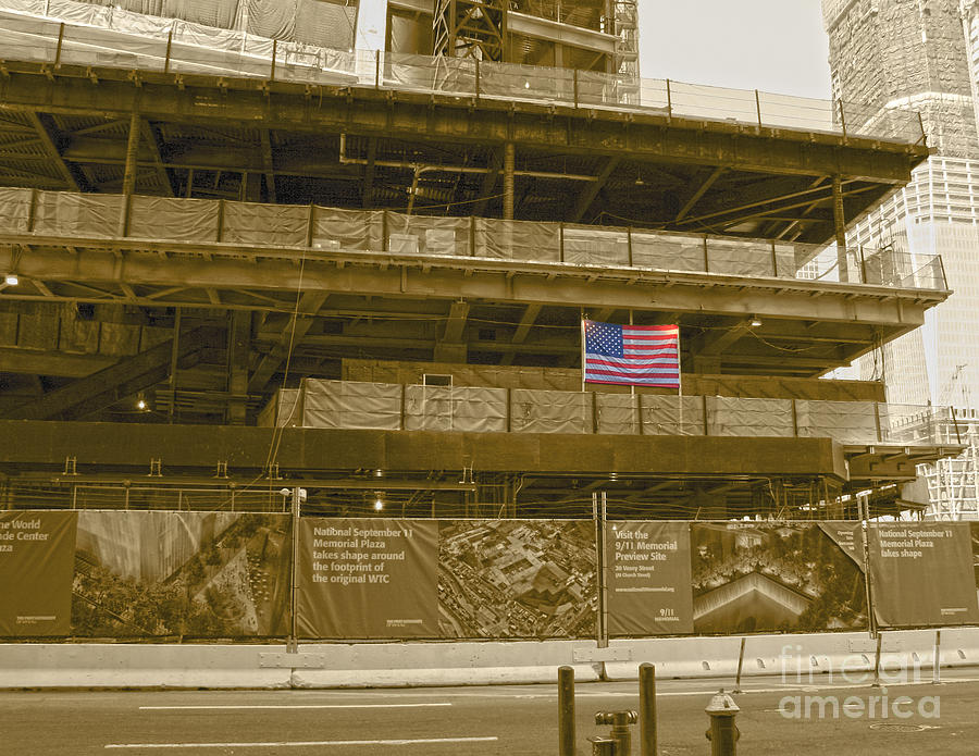 USA Flag at Ground Zero Photograph by D Wallace