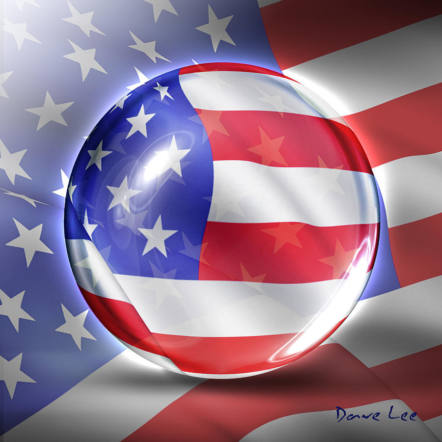 United States Flag in Glass Orb Digital Art by Dave Lee