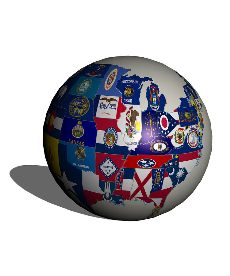 Flag Digital Art - USA Globe by Brian Reaves