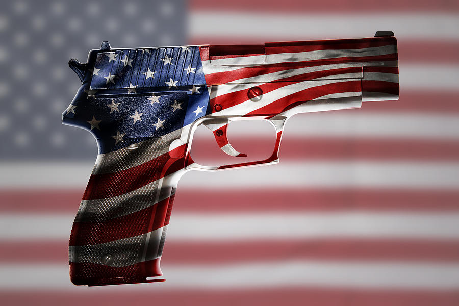 Flag Photograph - USA gun  by Les Cunliffe