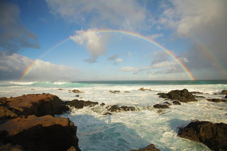 Usa, Hawaii, Rainbow Offshore Photograph by Ron Dahlquist