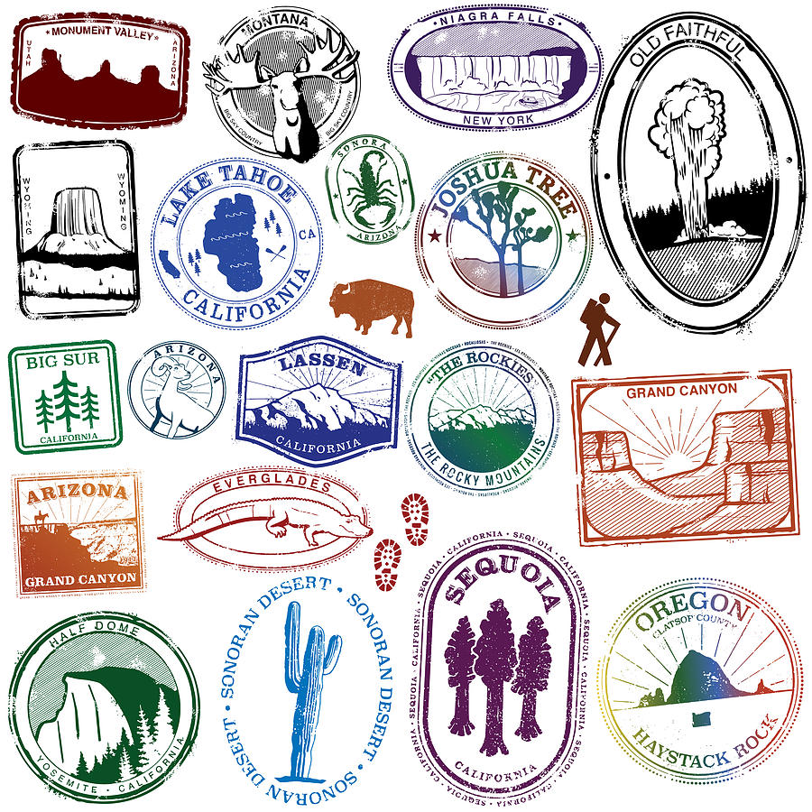 USA Natural Landmark Stamps Drawing by Albertc111