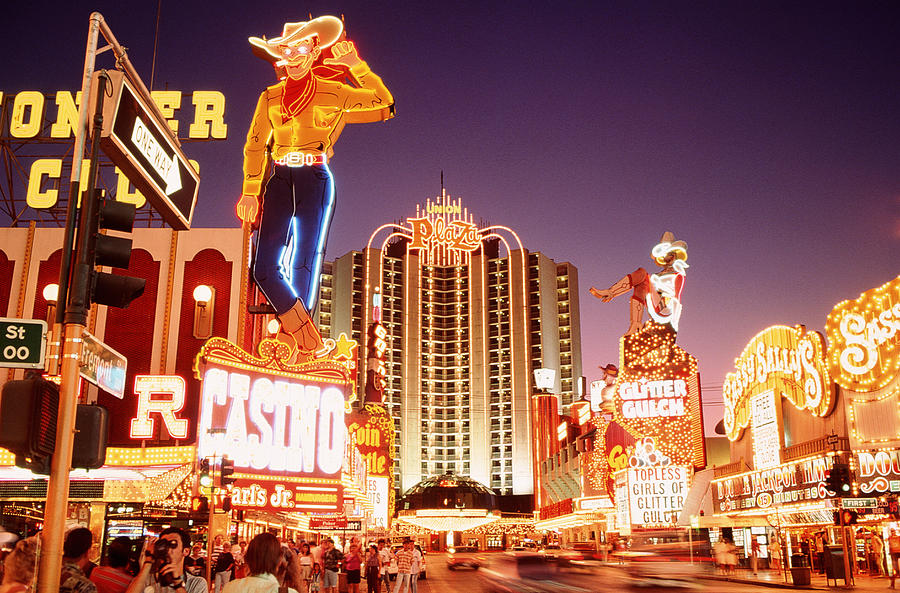 USA, Nevada, downtown Las Vegas, neon signs on Fremont Street Photograph by B. Tanaka
