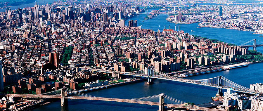 Brooklyn Bridge Photograph - Usa, New York, Brooklyn Bridge, Aerial by Panoramic Images