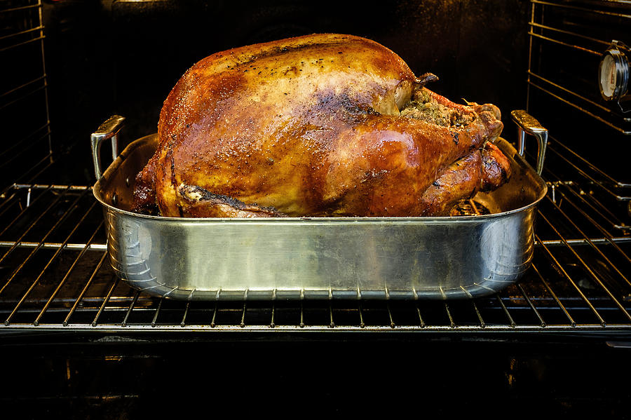 USA, New York State, New York City, Roasted turkey for Thanksgiving in oven Photograph by Tetra Images
